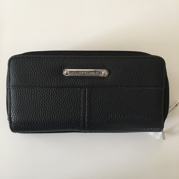 Stone Mountain Black Leather Double Zip Wallet/Checkbook Cover - Picture 1 of 8